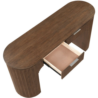 Astrid Brown Solid Wood And Oak Veneer Desk