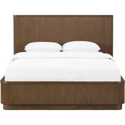 Astrid Brown Solid Wood And Oak Veneer King Bed (3 Boxes)