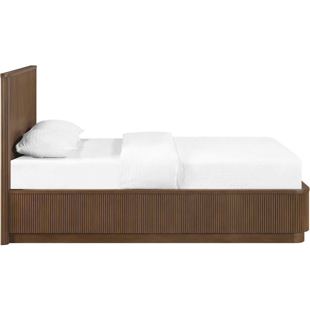 Astrid Brown Solid Wood And Oak Veneer King Bed (3 Boxes)