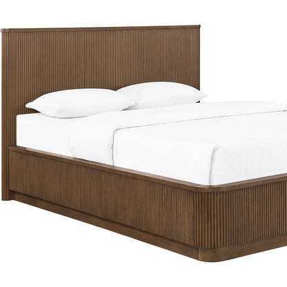 Astrid Brown Solid Wood And Oak Veneer King Bed (3 Boxes)