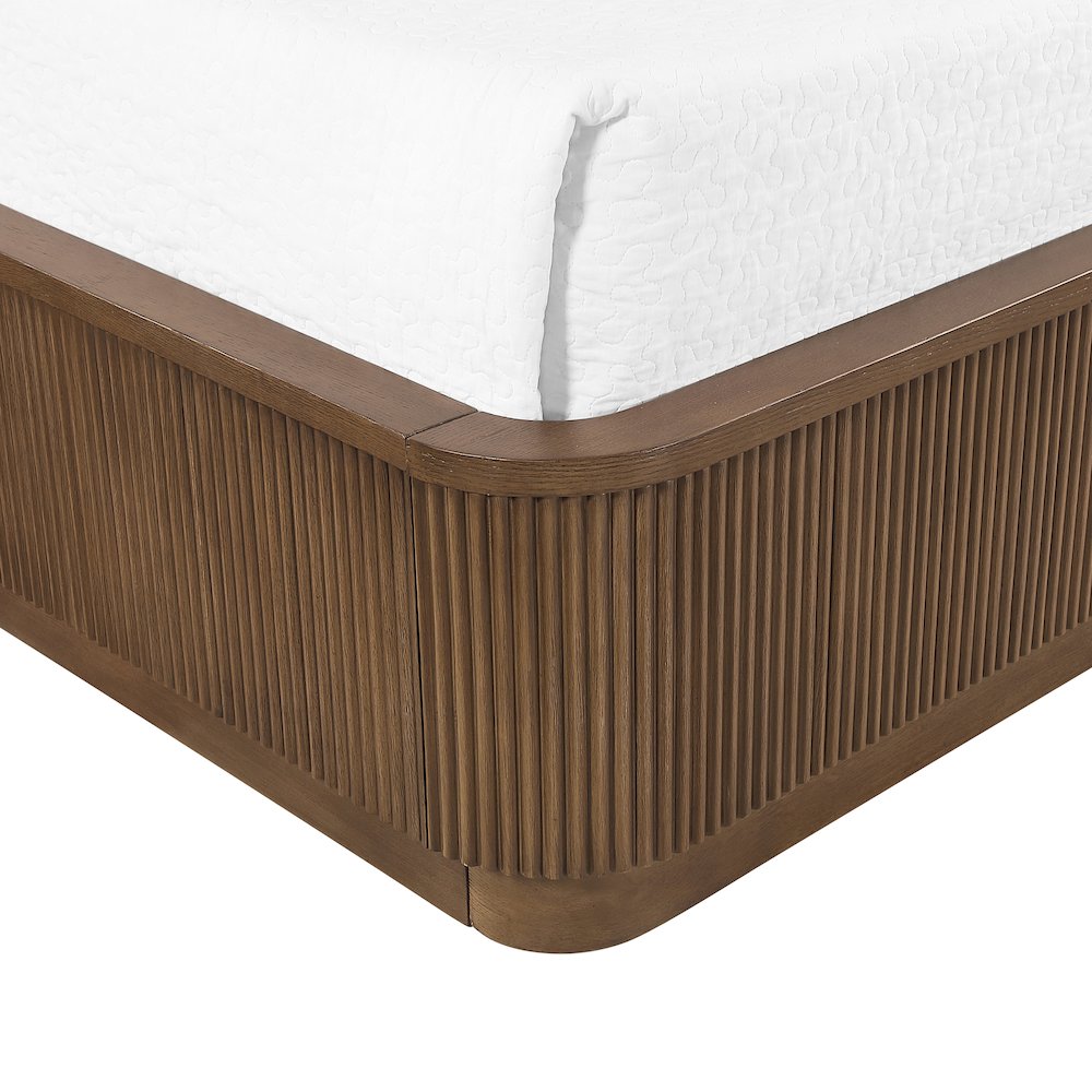 Astrid Brown Solid Wood And Oak Veneer King Bed (3 Boxes)