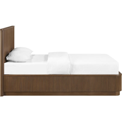 Astrid Brown Solid Wood And Oak Veneer Queen Bed (3 Boxes)