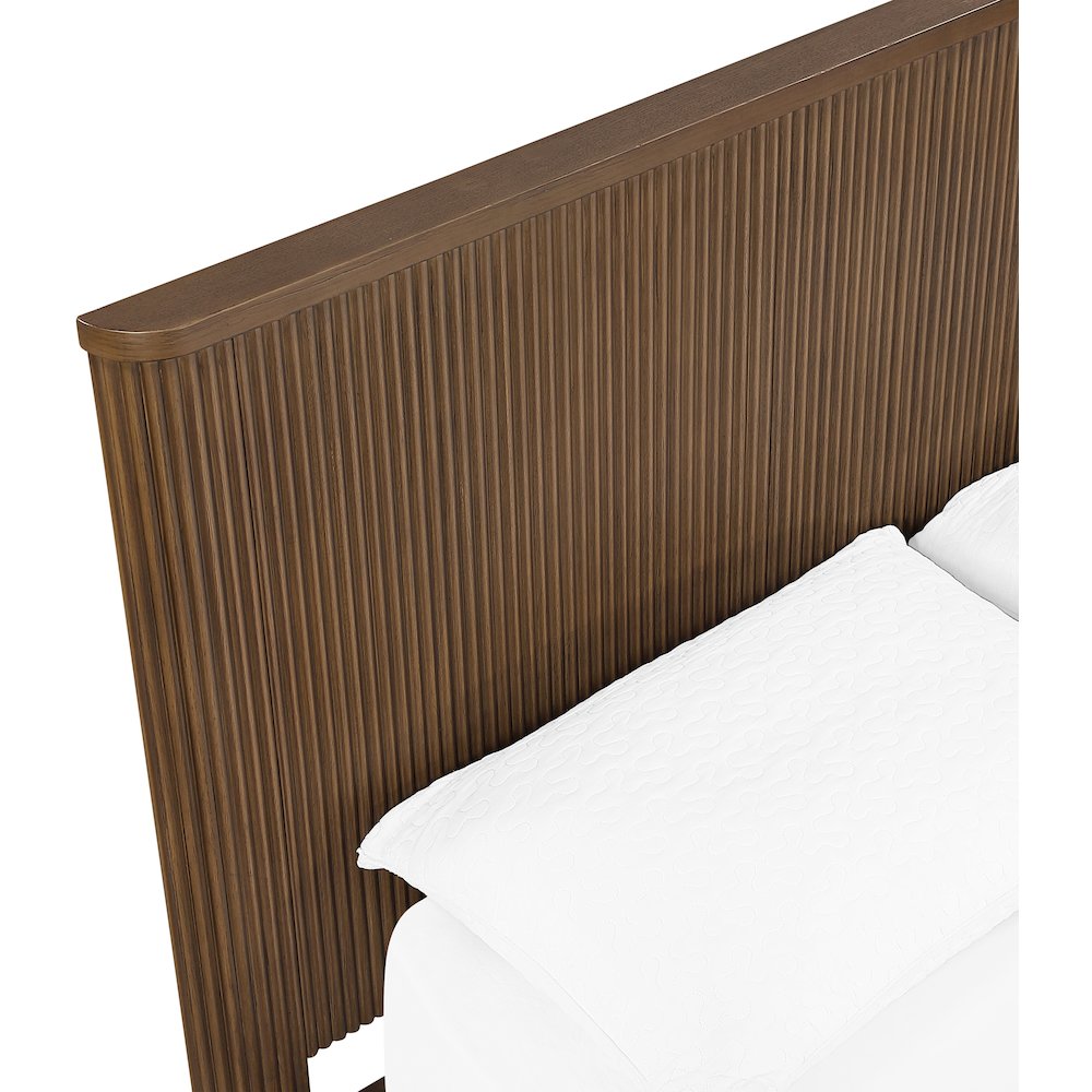 Astrid Brown Solid Wood And Oak Veneer Queen Bed (3 Boxes)