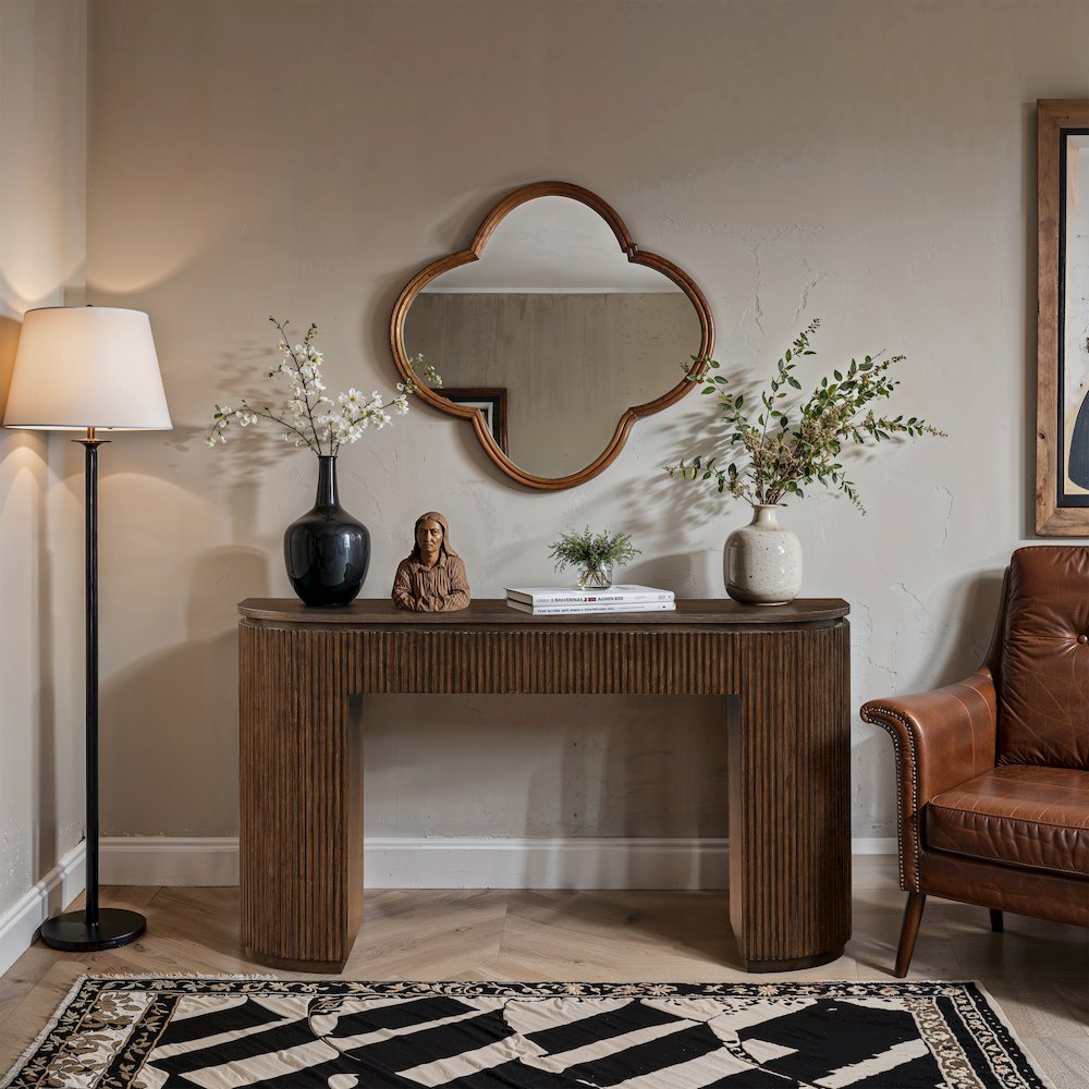 Astrid Brown Solid Wood And Oak Veneer Console Table
