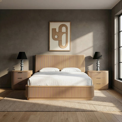 Astrid Natural Solid Wood And Oak Veneer King Bed (3 Boxes)