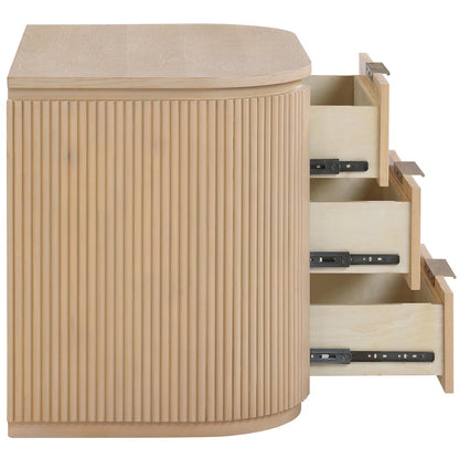 Astrid Natural Solid Wood And Oak Veneer Nightstand
