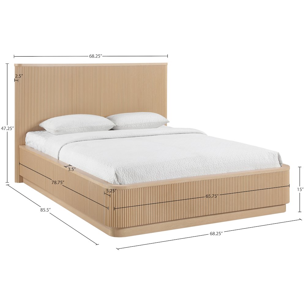Astrid Natural Solid Wood And Oak Veneer Queen Bed (3 Boxes)