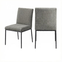 Gray Chenille Upholstered Dining Side Chairs Set of 2 with Cushioned Seat