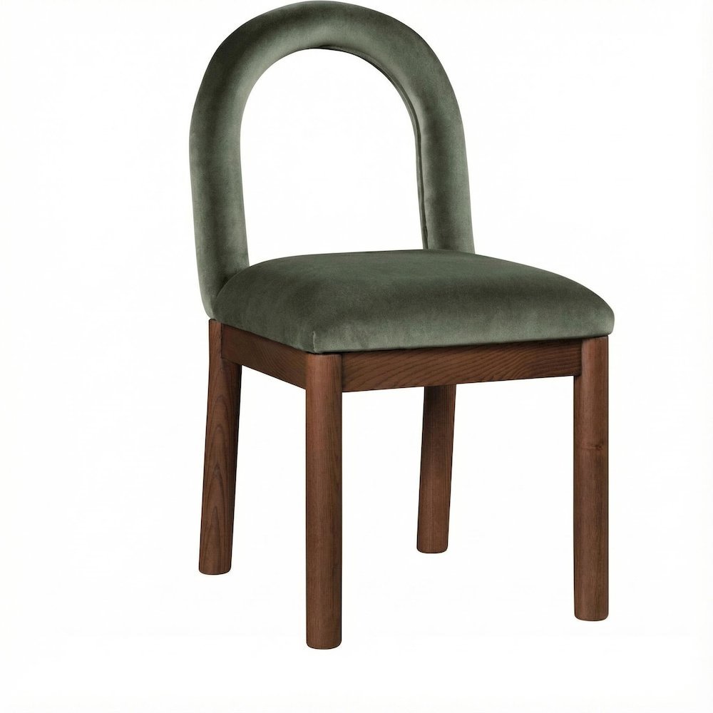 Brown Velvet Dining Chair with Art Deco Style and Cushioned Seat, 1-Piece
