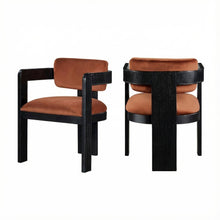 Black Velvet Dining Chairs Set of 2 with Armrests and Art Deco Style
