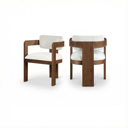 Brown Velvet Dining Chairs Set of 2 with Armrests and Art Deco Design