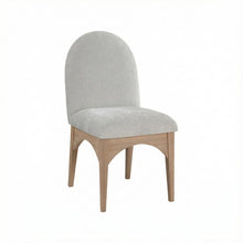 Neutral Chenille Fabric Dining Chair with Art Deco Design and Cushioned Seat
