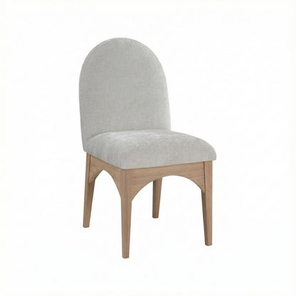 Neutral Chenille Fabric Dining Chair with Art Deco Design and Cushioned Seat