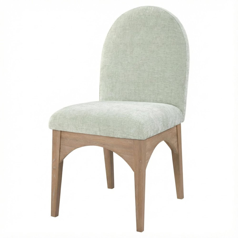Neutral Chenille Fabric Dining Chair with Art Deco Design and Cushioned Seat
