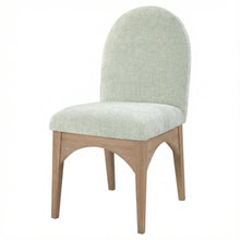 Neutral Chenille Fabric Dining Chair with Art Deco Design and Cushioned Seat