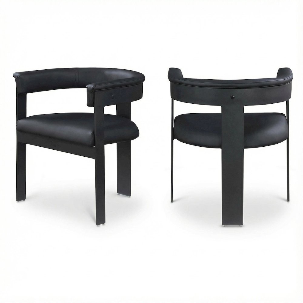 Matte Black Powder Coating Dining Chairs 2-Piece Set with Armrests