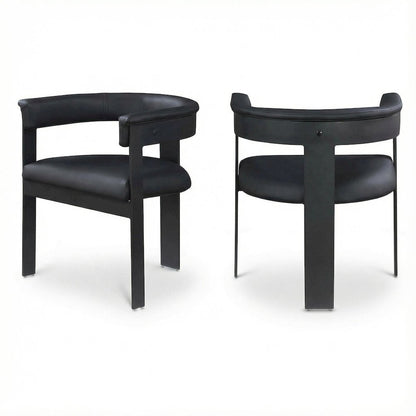 Matte Black Powder Coating Dining Chairs 2-Piece Set with Armrests