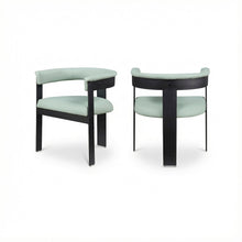 Matte Black Powder Coating Dining Chair Set of 2 with Armrests, Cushioned Seat