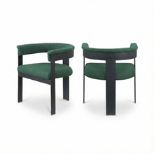 Dining Chairs Matte Black Powder Coat Set of 2 with Boucle Fabric Upholstery