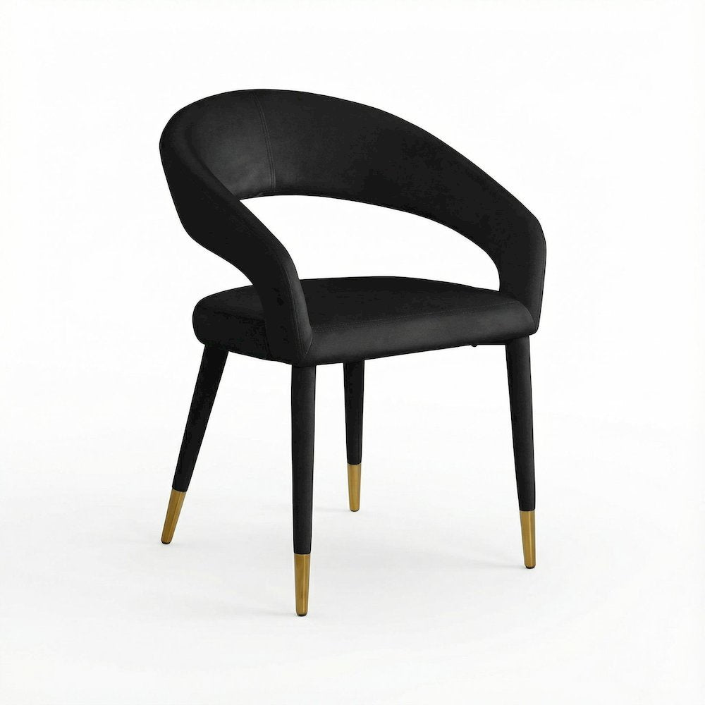 Gold Velvet Dining Chair with Armrests and Contemporary Design