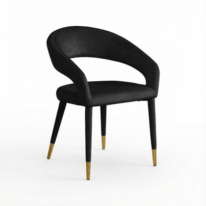 Gold Velvet Dining Chair with Armrests and Contemporary Design