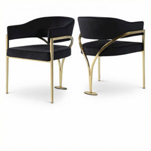 Gold Upholstered Dining Chairs Set of 2 with Armrests and Contemporary Design