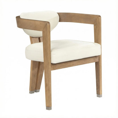 Neutral Wire Brush Vegan Leather Dining Chair with Armrests and Contemporary