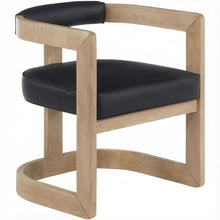 Dining Chair Neutral Wire Brush with Vegan Leather Seat and Contemporary Design