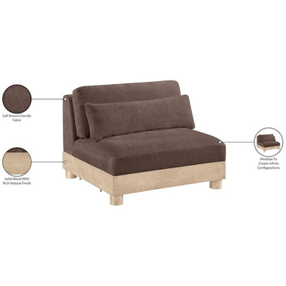 Turin Brown Chenille Fabric Upholstered Modular Armless Chair