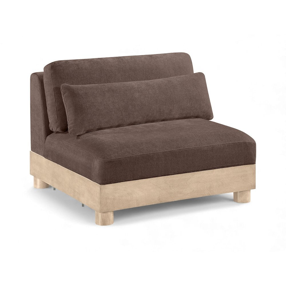 Turin Brown Chenille Fabric Upholstered Modular Armless Chair