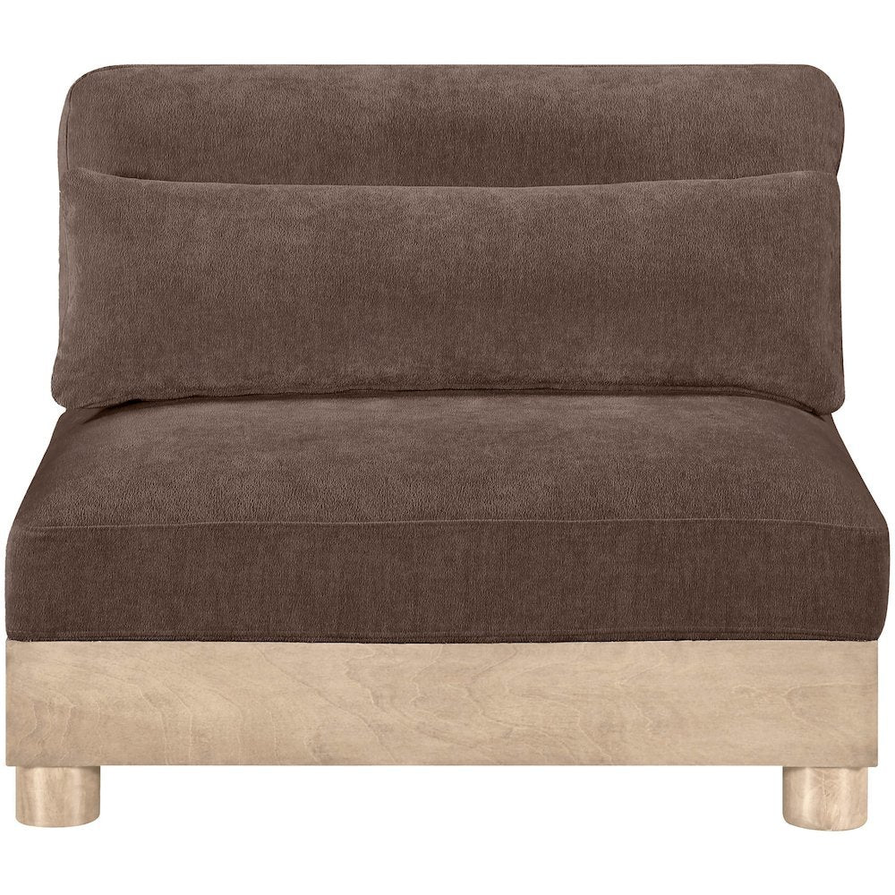 Turin Brown Chenille Fabric Upholstered Modular Armless Chair
