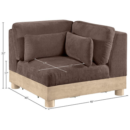 Turin Brown Chenille Fabric Upholstered Modular Corner Chair