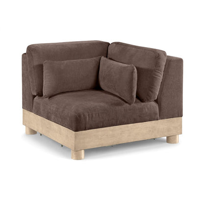 Turin Brown Chenille Fabric Upholstered Modular Corner Chair