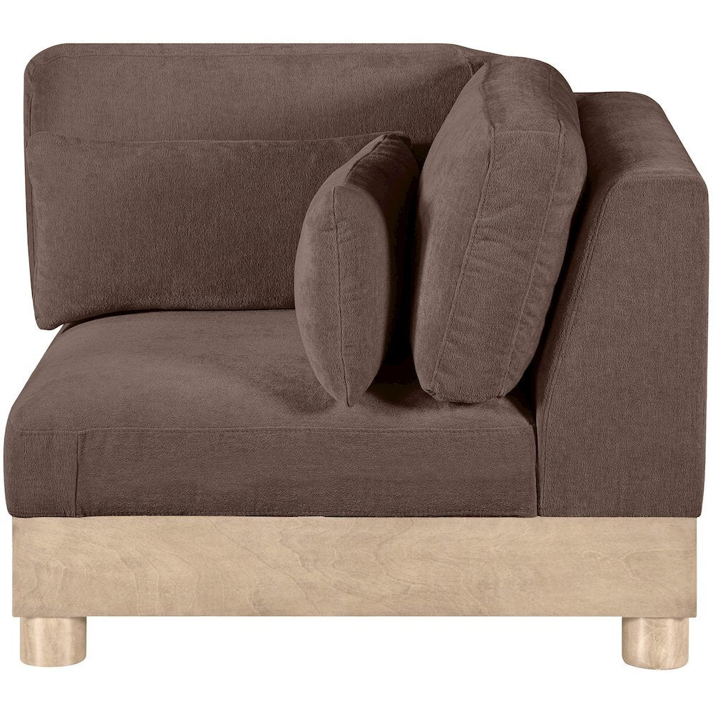 Turin Brown Chenille Fabric Upholstered Modular Corner Chair