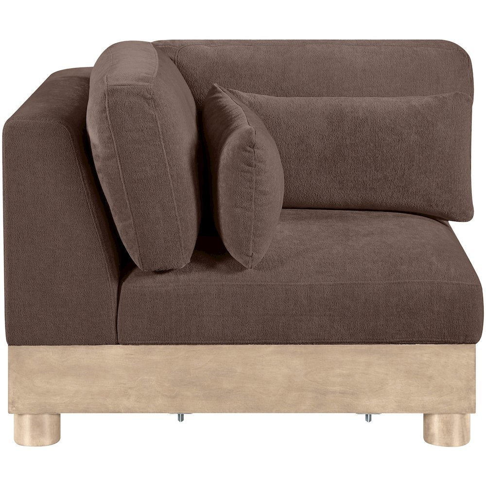 Turin Brown Chenille Fabric Upholstered Modular Corner Chair