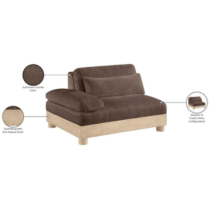 Turin Brown Chenille Fabric Upholstered Modular Left Arm Chair