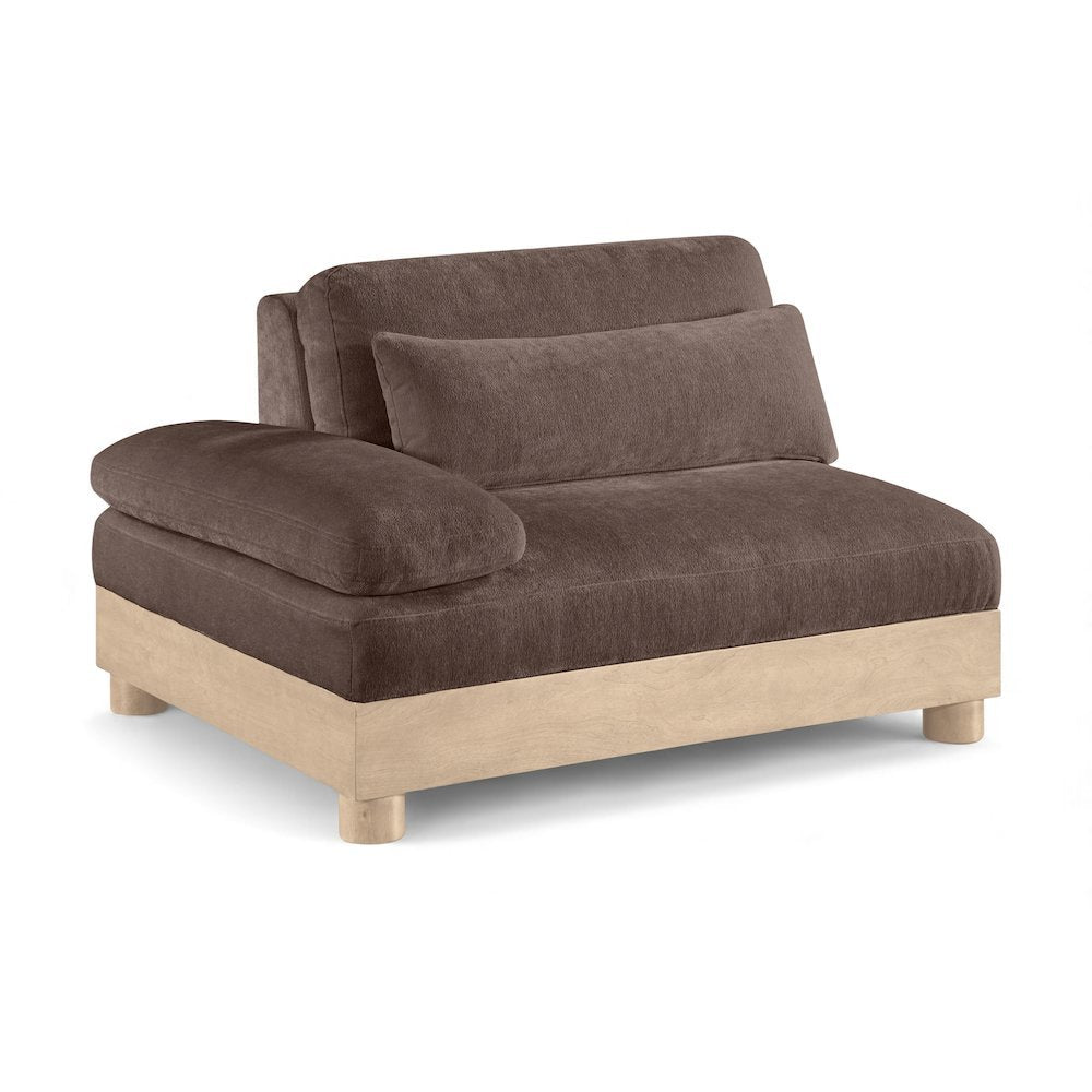 Turin Brown Chenille Fabric Upholstered Modular Left Arm Chair