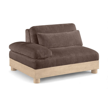Turin Brown Chenille Fabric Upholstered Modular Left Arm Chair