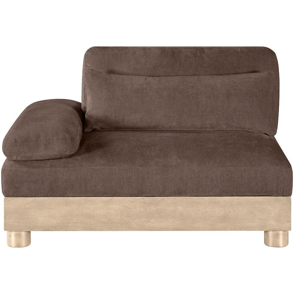 Turin Brown Chenille Fabric Upholstered Modular Left Arm Chair