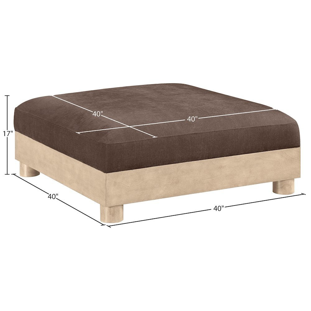 Turin Brown Chenille Fabric Upholstered Modular Ottoman