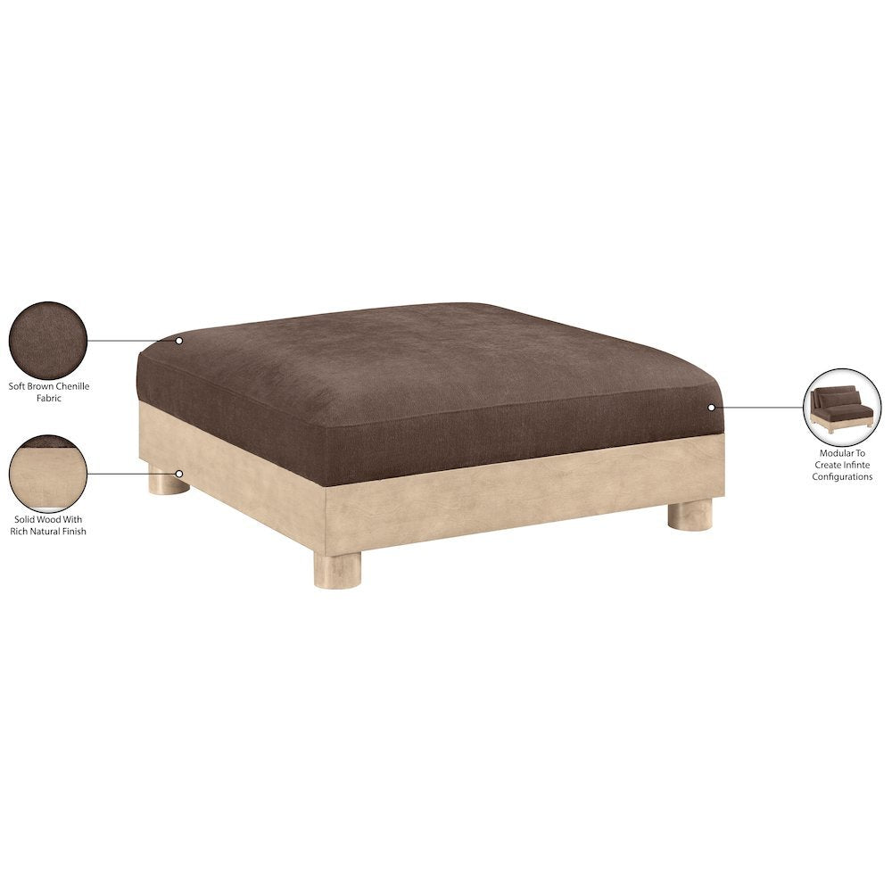 Turin Brown Chenille Fabric Upholstered Modular Ottoman