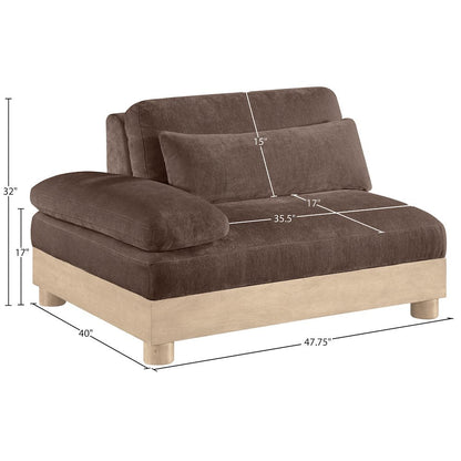 Turin Brown Chenille Fabric Upholstered Modular Right Arm Chair