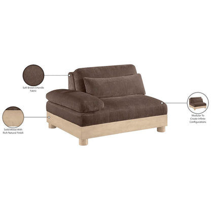 Turin Brown Chenille Fabric Upholstered Modular Right Arm Chair