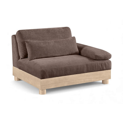 Turin Brown Chenille Fabric Upholstered Modular Right Arm Chair