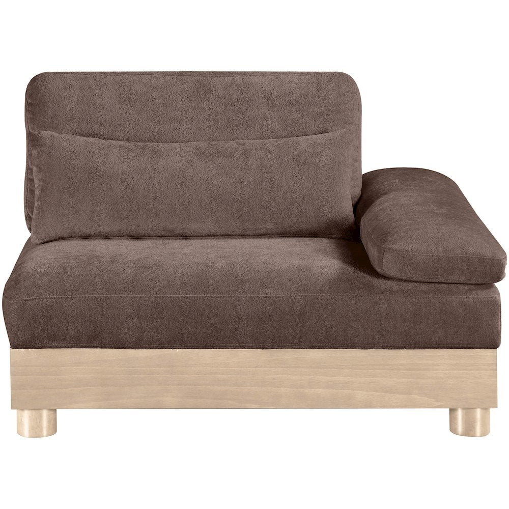 Turin Brown Chenille Fabric Upholstered Modular Right Arm Chair