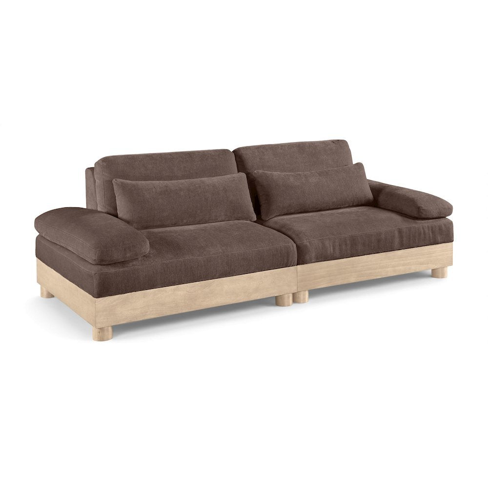 Turin 95.5" Brown Chenille Fabric Upholstered 2pc. Modular Loveseat
