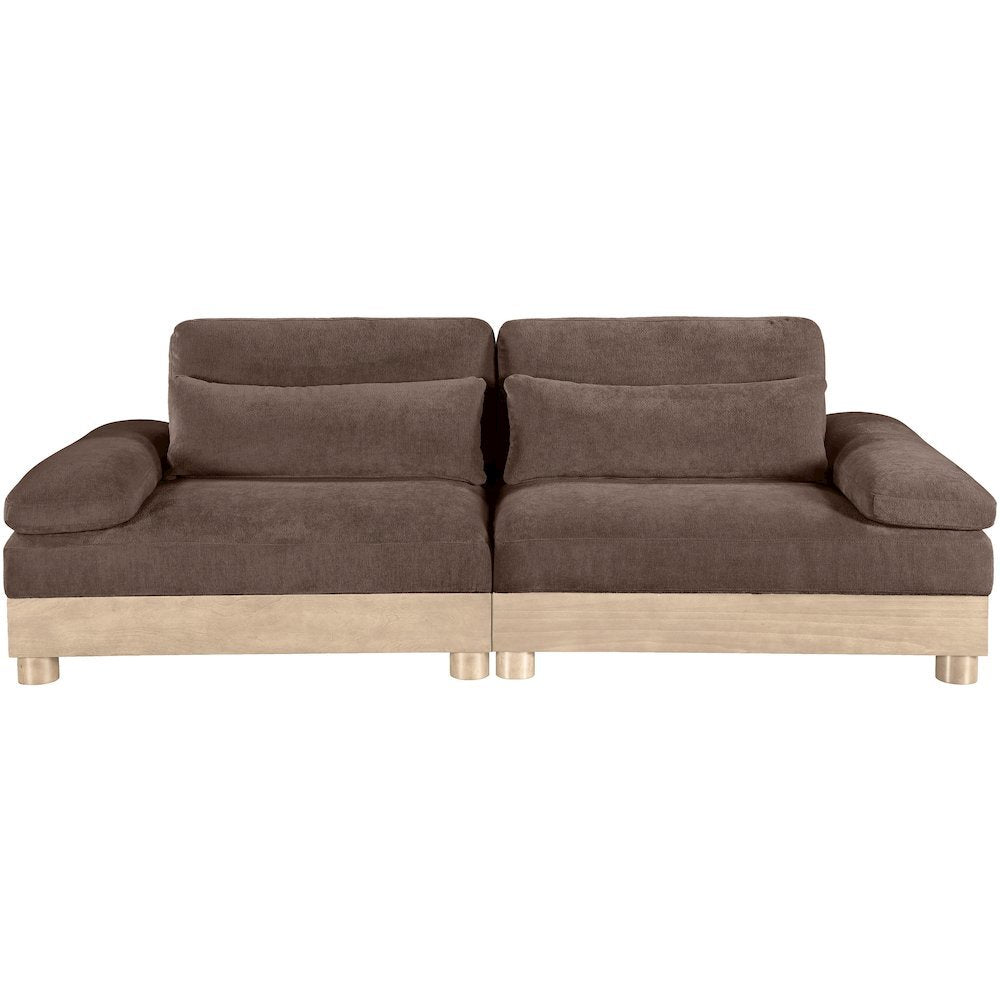 Turin 95.5" Brown Chenille Fabric Upholstered 2pc. Modular Loveseat