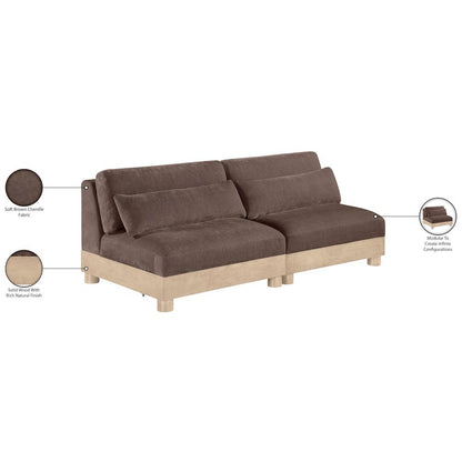Turin 80" Brown Chenille Fabric Upholstered 2pc. Modular Loveseat