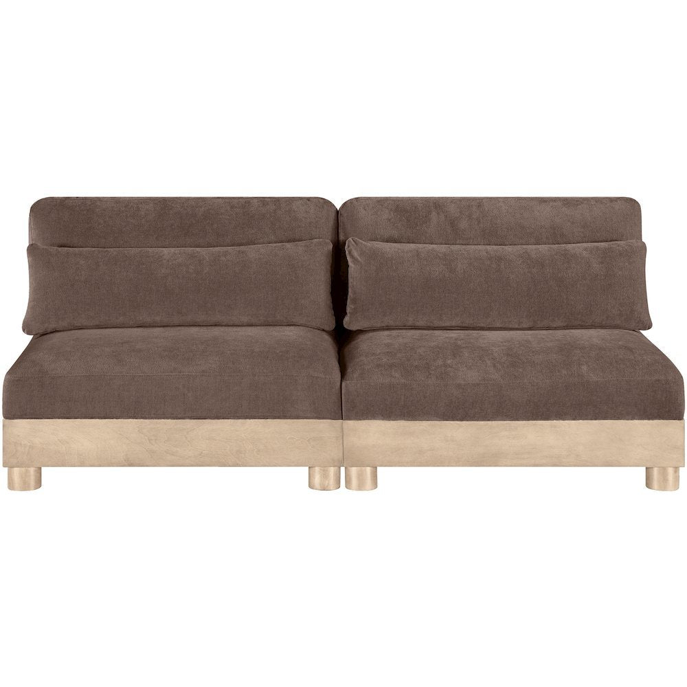 Turin 80" Brown Chenille Fabric Upholstered 2pc. Modular Loveseat