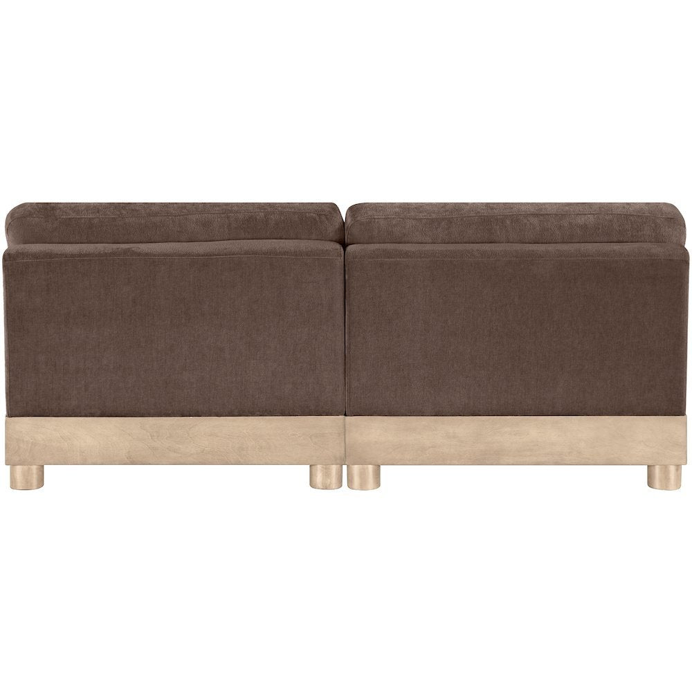 Turin 80" Brown Chenille Fabric Upholstered 2pc. Modular Loveseat
